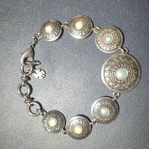 Lucky Brand Medallion Pearl Cabochon Bracelet Eastern Mandala Mystic Bohemian
